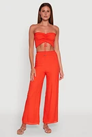 Womens Smocked High Waisted Palazzo Pants,