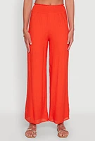 Womens Smocked High Waisted Palazzo Pants,