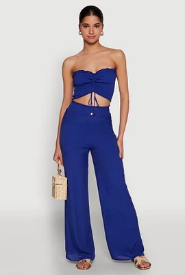 Womens Smocked High Waisted Palazzo Pants,