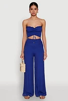 Womens Smocked High Waisted Palazzo Pants,