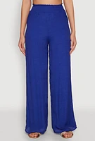 Womens Smocked High Waisted Palazzo Pants,