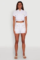 Womens Airy Cargo Pocket Button Front Shirt, White, Size M
