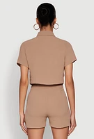 Womens Airy Cargo Pocket Button Front Shirt,