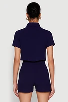Womens Airy Cargo Pocket Button Front Shirt,
