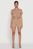 Womens Airy Cargo Pocket Shorts, Khaki, Size M
