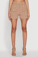 Womens Airy Cargo Pocket Shorts, Khaki, Size M