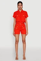 Womens Airy Cargo Pocket Shorts, Orange, Size S