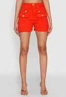 Womens Airy Cargo Pocket Shorts, Orange, Size S