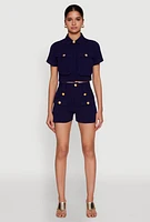 Womens Airy Cargo Pocket Shorts, Blue,