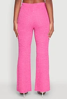 Womens Bubble Knit Flared Leg Pants, S