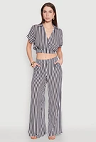 Womens Striped Wide Leg Palazzo Pants, Multi,