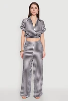 Womens Striped Wide Leg Palazzo Pants, Multi,