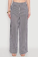 Womens Striped Wide Leg Palazzo Pants, Multi,