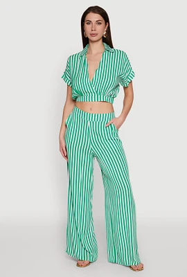 Womens Striped Wide Leg Palazzo Pants,