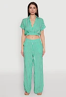 Womens Striped Wide Leg Palazzo Pants,