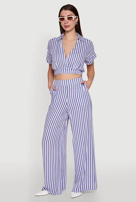 Womens Striped Wide Leg Palazzo Pants,