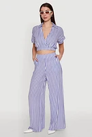 Womens Striped Wide Leg Palazzo Pants,