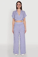 Womens Striped Wide Leg Palazzo Pants,