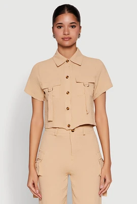 Womens Airy D Ring Closure Crop Top,