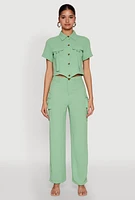 Womens Airy D Ring Closure Crop Top, Green, Size S