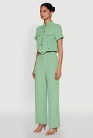 Womens Airy D Ring Closure Crop Top, Green, Size S