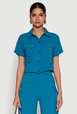 Womens Airy D Ring Closure Crop Top,