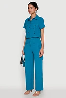Womens Airy D Ring Closure Crop Top,