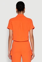 Womens Airy D Ring Closure Crop Top, Orange, Size L