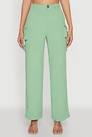 Womens Airy High Waisted Cargo Pocket Pants,