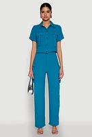 Womens Airy High Waisted Cargo Pocket Pants, M