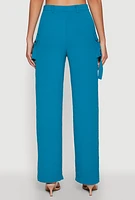 Womens Airy High Waisted Cargo Pocket Pants, Blue,
