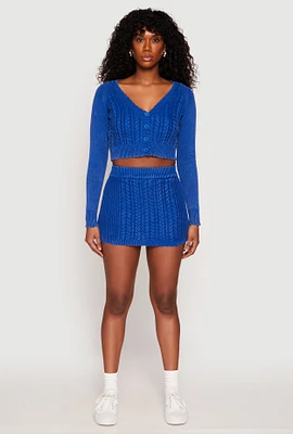 Womens Cable Knit High Waisted Mini Skirt,