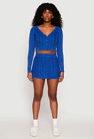 Womens Cable Knit High Waisted Mini Skirt,