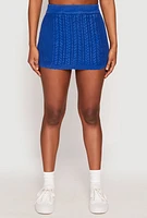 Womens Cable Knit High Waisted Mini Skirt,