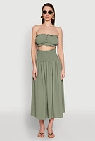 Womens Airy Ruffled Button Front Tube Top,
