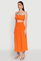 Womens Airy Ruffled Button Front Tube Top,