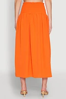 Womens Airy Smocked High Waist Skirt, Orange, Size S