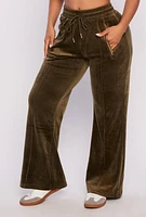 Womens Velour Zip Pocket Wide Leg Pants, M