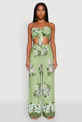 Womens High Waist Floral Palazzo Pants,