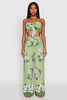 Womens High Waist Floral Palazzo Pants,