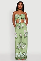 Womens High Waist Floral Palazzo Pants,