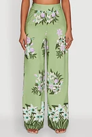 Womens High Waist Floral Palazzo Pants,