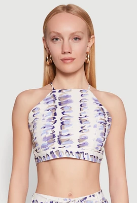 Womens Brush Stroke Print Crop Top, Multi,