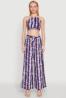 Womens Brush Stroke Print Crop Top, Multi, Size L