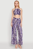 Womens Brush Stroke Print Crop Top, Multi, Size L