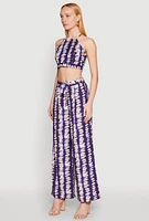 Womens Brush Stroke Print Crop Top, Multi, Size L