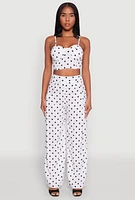 Womens Polka Dot Bustier Top, White,