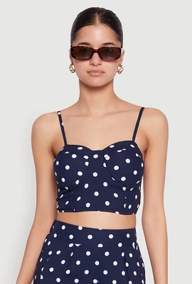 Womens Polka Dot Bustier Top, Blue,