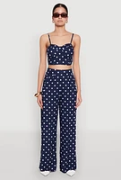 Womens Polka Dot Bustier Top, Blue,