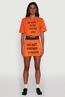 Womens Trendy Mineral Wash Entire Vibe Graphic Oversized Tee,
